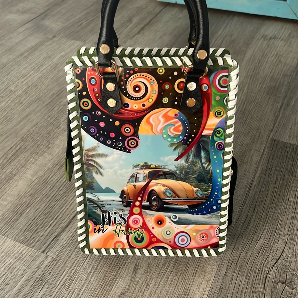 *SOLD* CHiP modern style VW camper van bug beetle car waves surf crossbody purse - Picture 9 of 17
